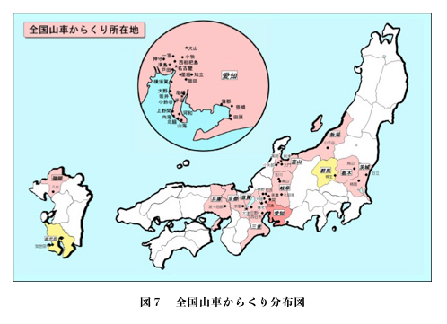 図７　全国山車からくり分布図